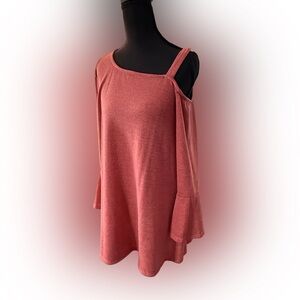 P & Rose Women's Pink Cold Shoulder Sweater Tunic Top Size‎ Small